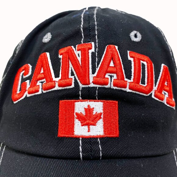 Variety To Go Canadian Baseball Hat, 100% Cotton Maple Leaf Hat (2062 Black) - Picture 3 of 6
